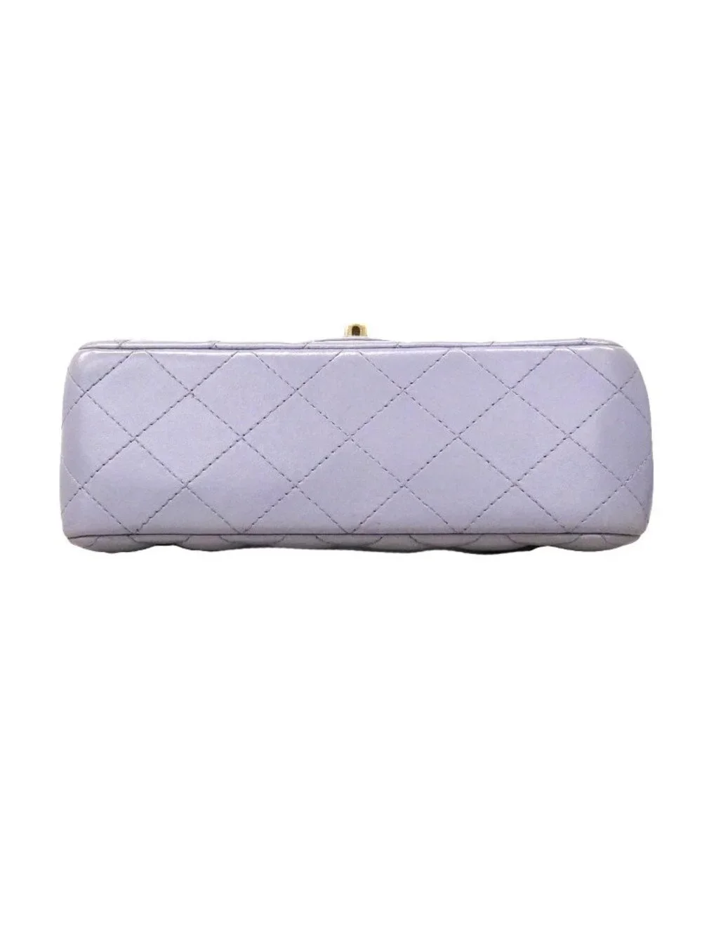 Chanel Shoulder Bag Quilted Top Handle Lambskin Purple Champagne Gold 2-Way Back
